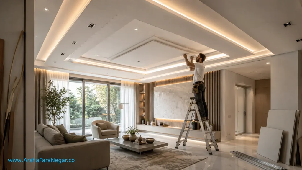 اجرای کناف سقف پذیرایی؛ نکات مهم قبل از شروع
